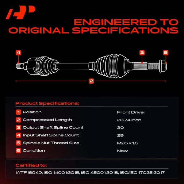 A-Premium Front Left CV Axle Shaft Assembly for Acura/Honda-2